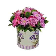 Flowers in a metallic pot