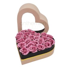 Forever Heart Box And Pink Soap Roses