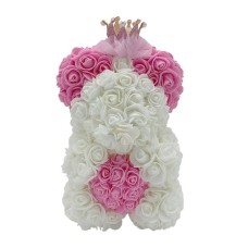 White/Pink rose teddy bear 25cm