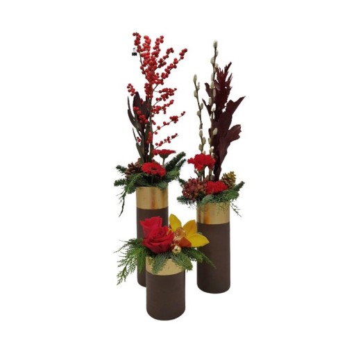 Three Vases with festive arrangements