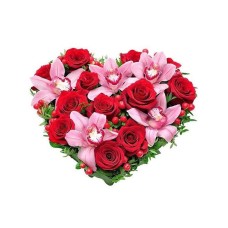 Heart of roses and orchids