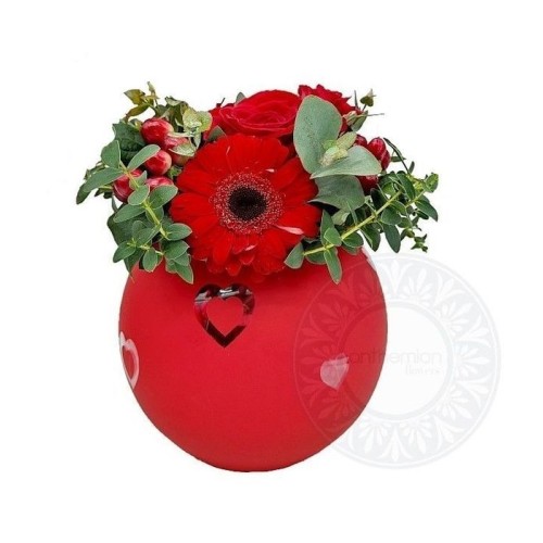 Flower glass red ball