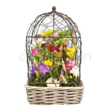 Decorative bird cage with flowers