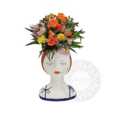 Melina with orange roses