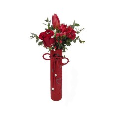 Red love in glass vase
