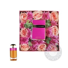 Gift box with flowers and PRADA Candy 30ml