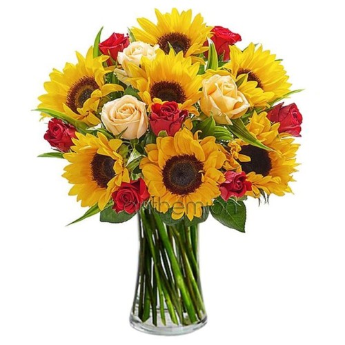 Bouquet of sunflowers and roses (Basic)