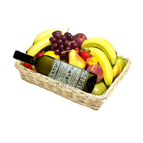 Fruits and wine in a basket (Basic)