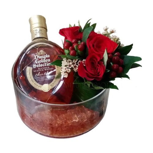 Glass rose arrangement with Dimple
