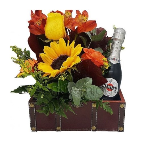 Chest with orange/yellow flowers and Martini (Basic)