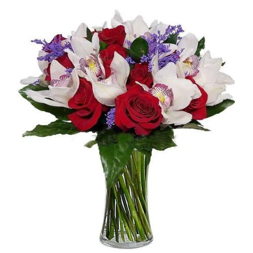Exotic orchids and roses in bouquet (Basic)