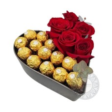 Heart base with roses and chocolates