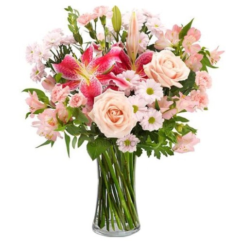 Irresistible bouquet with pink flowers (Basic)