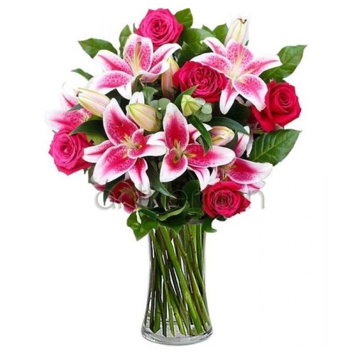 Elegant pink lilies and roses (Basic)