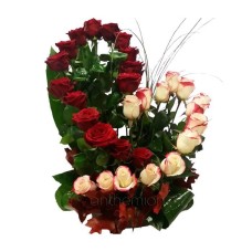 Tall heart shaped rose arrangement