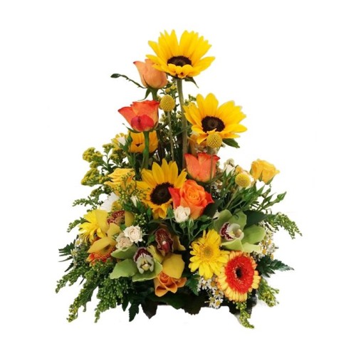 Tall arrangement in bright colors