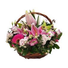 Roses, orchids and lilies in basket (Basic)