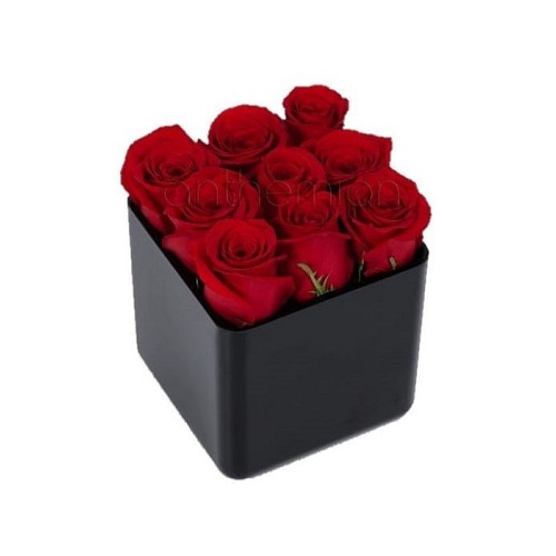 Cube arrangement of roses (choose rose color)