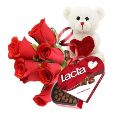 Chocolate, red roses and a teddy bear, the perfect gift (Basic)