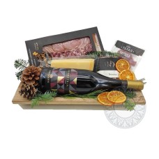 Platter with cold cuts and red wine