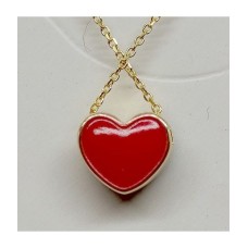Pendant with blue and red heart - mood necklaces