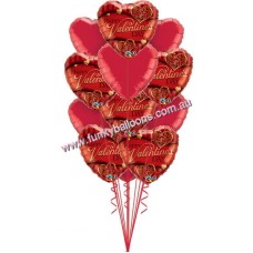 A Dozen Red Valentine's Heart Balloons