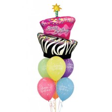 Funky Zebra Birthday Cake Latex Bouquet