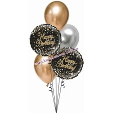 Happy Birthday Fizz Black + Gold Bouquet