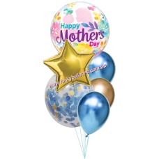 Blue + Gold Mothers Day Bubble Confetti Bouquet
