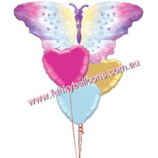 Butterfly + Hearts Balloon Bouquet