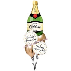 Golden Champagne Bottle Anniversary Bouquet