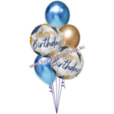 Marble Blue + Chromes Happy Birthday Bouquet