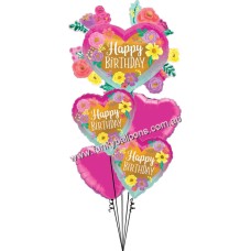 Painted Flowers + Hearts Birthday Bouquet