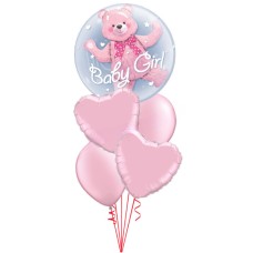 It's a Girl Bear Double Bubble Baby Bouquet