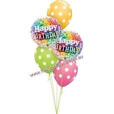 Happy Birthday Rainbow Confetti + Polka Dots Bouquet