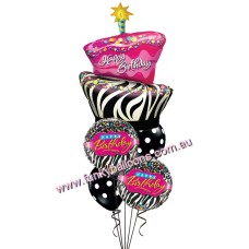 Birthday Funky Zebra Stripe Cake Bouquet