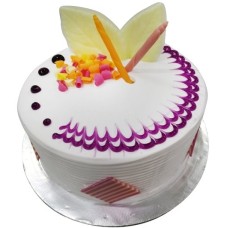 Blueberry Delight with Flower Hand Bouquet (1.0kg cake with 6 stalk (Carnations OR Roses))