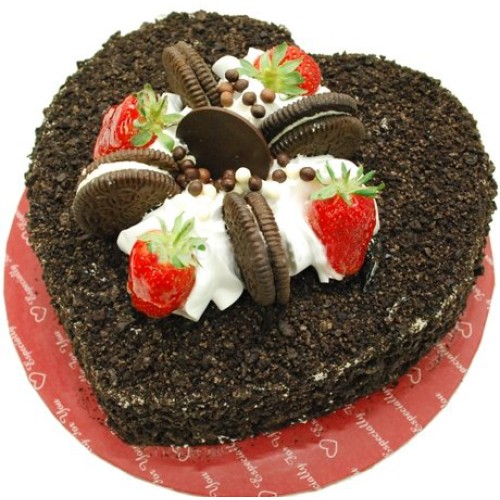 Oreo Delight with Flower Hand Bouquet (1.0kg cake with 6 stalk (Carnations OR Roses))