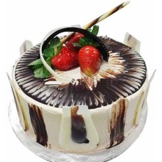 Tiramisu Delight with Flower Hand Bouquet (0.5kg cake with 6 stalk (Carnations OR Roses))