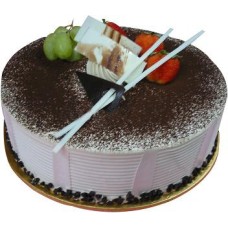 Tiramisu Delight with Flower Hand Bouquet (500 G Cake With 6 Stalks Carnations)