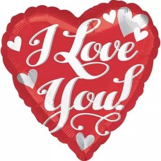I Love You White Script Standard Foil Balloon
