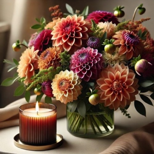Dahlias and Candle (Basic)