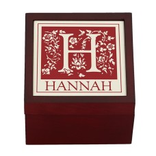 Floral Initial Tile Keepsake Box
