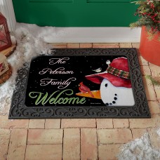 Snowman and Cardinal Doormat (17x27)