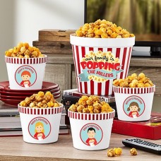 Our Family Is Popping Popcorn Bucket (Bucket Set- 4 Small+1 Large)