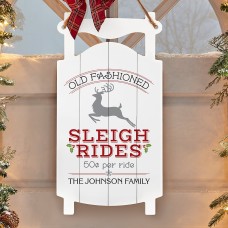 Vintage Sleigh Ride Hanging Sled Wood Wall Art