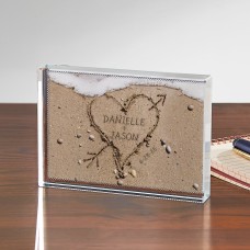 Heart in Sand Glass Block (Small)