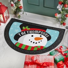 Jolly Snowman Half Round Doormat (Doormat w/ Holder)