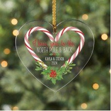 Love You to the North Pole & Back Heart Ornament