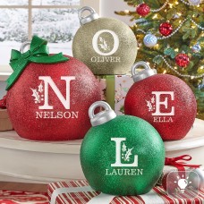 Holly Initial Glitter Light-Up Table Top Ornament (Large)